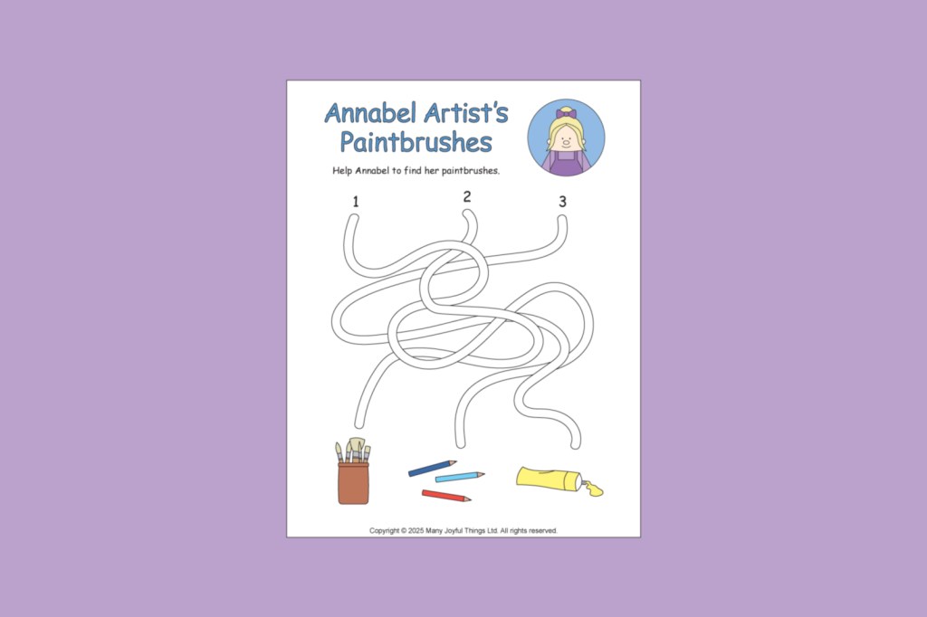 Free Printable: ‘Annabel Artist’s Paintbrushes’