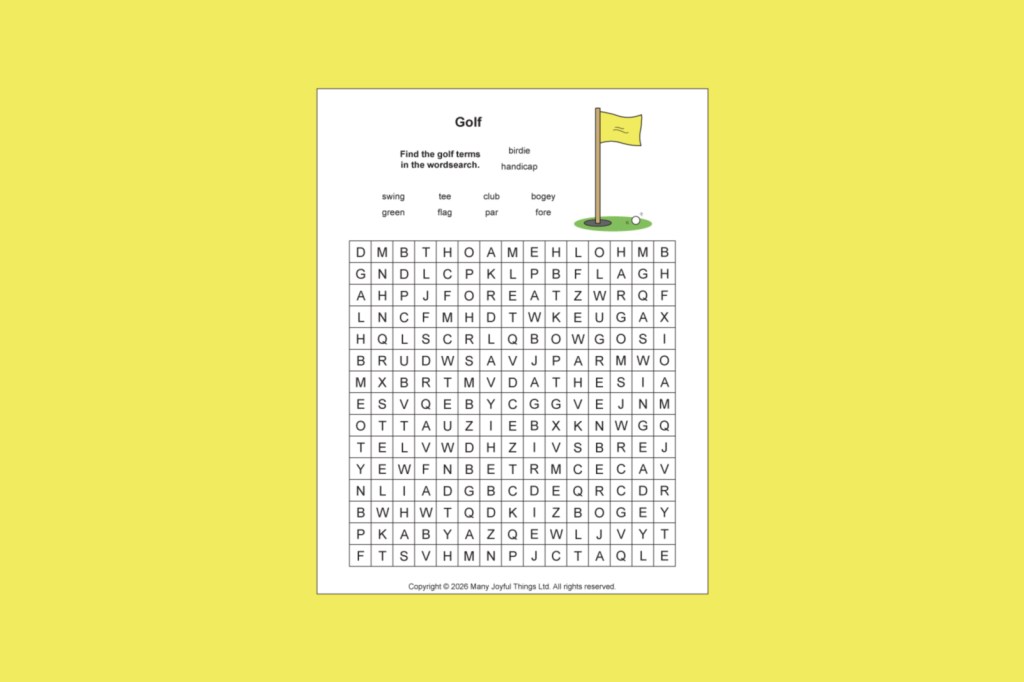 The golf word search.